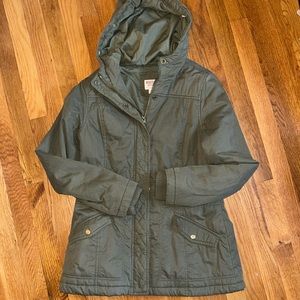 EUC! Olive green coat with drawstring waist
